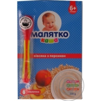 Malyatko Milk-Oatmeal Porridge with peach 200g - buy, prices for MegaMarket - photo 1