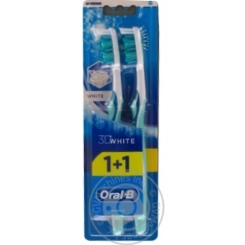 Зубна щітка Oral-B 3D White Відбілювання середня 2шт купити, ціни на МегаМаркет - фото 1