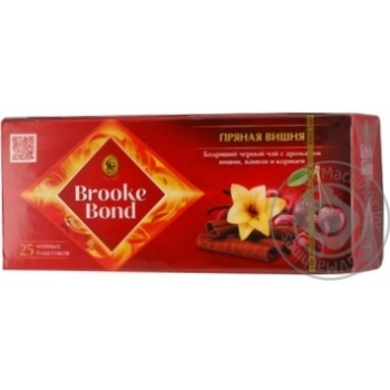 Чай чорний байховий ароматизований Brook Bond Cherry Spice з корицею 1,5г*25шт - купити, ціни на NOVUS - фото 1