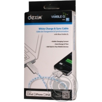 Кабель USB для заряду і синхронізації Dexim iPhone iPod iPad білий 3*9*18 DWA 063