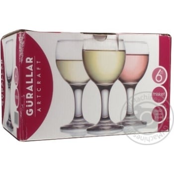 Glass Gurallar artcraft for wine 6pcs 165ml - buy, prices for MegaMarket - photo 1
