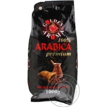 Кава Golden Aroma Arabika-Premium натуральна смажена в зернах 1кг - купити, ціни на NOVUS - фото 1