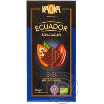 Kaoka Organic Black 80 % Kakao Chocolate - buy, prices for COSMOS - photo 1