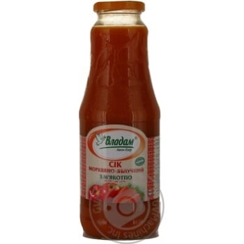 Sterilized juice with pulp Vladam carrots and apples glass bottle 1000ml Ukraine - buy, prices for - photo 12