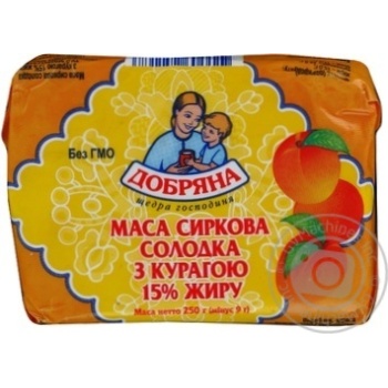 Cottage cheese Dobriana sweet with dried apricots 15% 250g Ukraine - buy, prices for NOVUS - photo 1