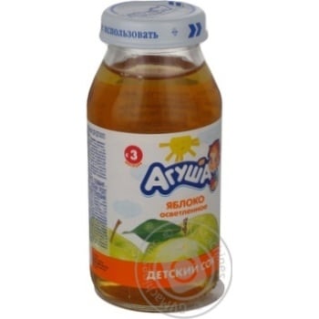 Reconstituted clarified pasteurized sugar-free juice Agusha apple enriched with vitamin C for 3+ months babies glass bottle 150ml - buy, prices for NOVUS - photo 1