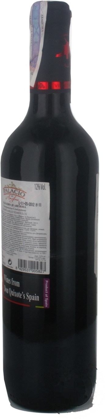 

Вино Palacio de Anglona Tempranillo красное полусладкое 12% 0,75л