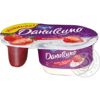 Yogurt Danissimo Fantasy creamy 5.3% 95g strawberry filling 27g plastic cup Poland - buy, prices for NOVUS - photo 2