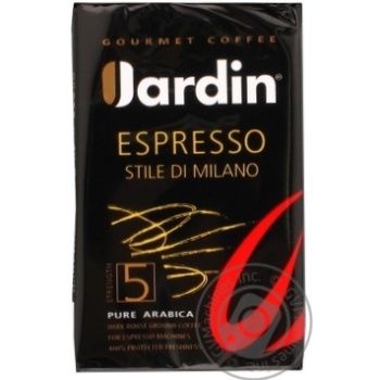 Natural ground dark-roasted coffee Jardin Espresso Stile Di Milano №5 Arabica premium grade 125g Russia - buy, prices for NOVUS - photo 1