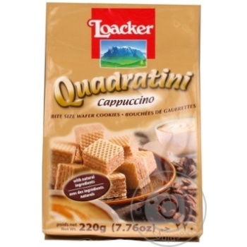 Вафлі Quadratini Cappuccino Loacker 220г