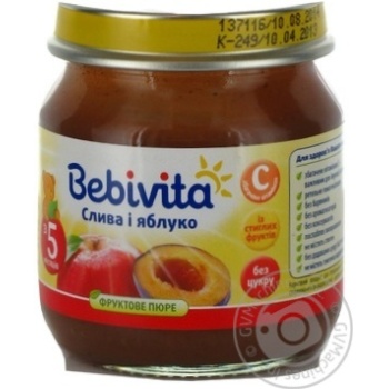 Puree Bebivita Plum-Apple sugar free with vitamin C for 5+ month old babies glass jar 100g Russia - buy, prices for - photo 6