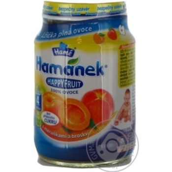 Puree Hame Hamanek Apple-Peach-Apricot for 4+ month old babies glass jar 190g Czech Republic - buy, prices for NOVUS - photo 2