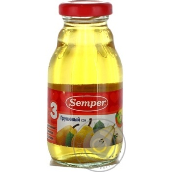 Pear juice Semper sugar-free for 6+ months babies glass bottle 200g Sweden