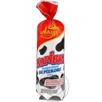 Ice-cream Azhur Korivka cream 450g polyethylene packaging Ukraine - buy, prices for NOVUS - photo 1