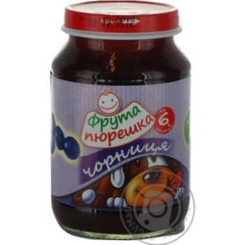 Puree Fruta Pureshka Blueberry for 6+ month old babies glass jar 190g Czech Republic - buy, prices for MegaMarket - photo 1