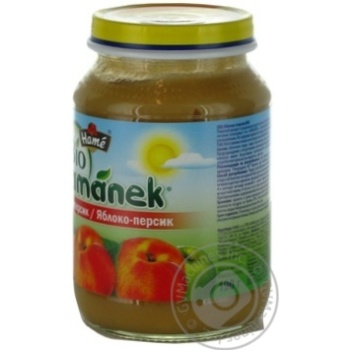 Puree Hame Hamanek Apple-Peach for 4+ months old babies glass jar 190g Czech Republic - buy, prices for - photo 2