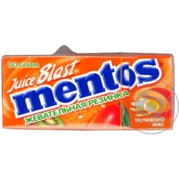 Жувальна гумка Mentos Juice Blast Тропічний мікс 15г купити, ціни на МегаМаркет - фото 1