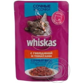 Корм д/кот Whiskas сочные кусочки с говядиной и томатами м/у 85г - купити, ціни на NOVUS - фото 1