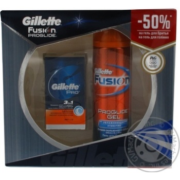 Набір подарунковий Gillette Pro Бальзам п/г 3в1 МиттєвЗволож SPF+15 50мл+ Gillette Fusion ProGlide Гель д/г Зволож 200мл - купити, ціни на NOVUS - фото 1