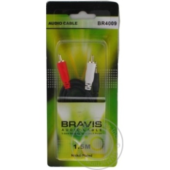 Кабель Bravis BR 4009 3.5 Stereo Plug- 2RCA Plug 1,5м - купити, ціни на - фото 3