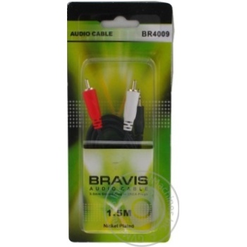 Кабель Bravis BR 4009 3.5 Stereo Plug- 2RCA Plug 1,5м - купити, ціни на - фото 1