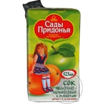 reconstituted homogenized juice Sady Pridonya apple-apricot with pulp sugar-free for 5+ months babies tetra pak 125ml Russia