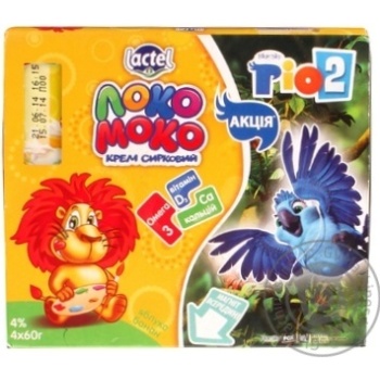 Cream cheese Lactel Loko Moko Apple-Banana 4% plastic cup 4x60g Ukraine - buy, prices for - photo 2