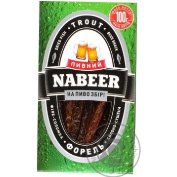 Форель Пивний NABEER філе-соломка солоно-сушена 100г Україна купити, ціни на МегаМаркет - фото 1