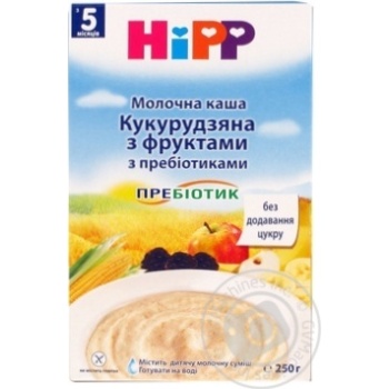 Каша дитяча ХіПП Кукурудзяна з фруктами з пребіотиками молочна без цукру з 5 місяців 250г купити, ціни на МегаМаркет - фото 1