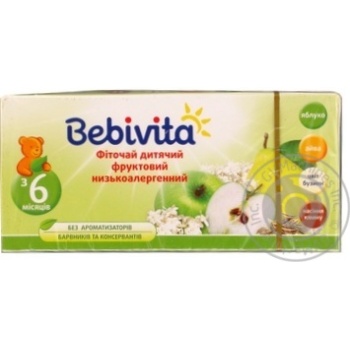 Фіточай Бебівіта Фруктовий дитячий низькоаллергенних з 6 місяців в пакетиках 20х1.5г купити, ціни на МегаМаркет - фото 1