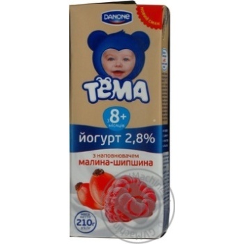 Yogurt Tema Raspberry-Rose hip for 8+ months babies 2.8% 210g tetra pak Russia - buy, prices for - photo 1