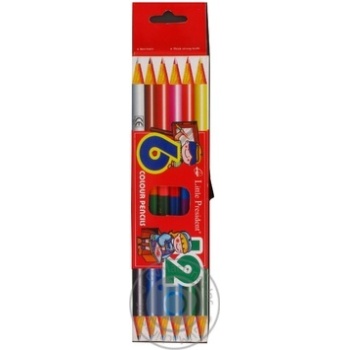 Little President Bilateral Color Pencils 6pcs 12 colors - buy, prices for NOVUS - photo 1