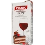 Вино Picnic Кагор Український черв. десертний 1л х10