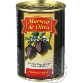 olive Maestro de oliva black with bone 280g can - buy, prices for MegaMarket - photo 1