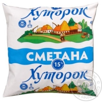 Сметана 15% Хуторок 400г п/е Україна купити, ціни на МегаМаркет - фото 1