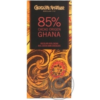 Amatller Ghana Dark Chocolate 85% 70g - buy, prices for NOVUS - photo 1