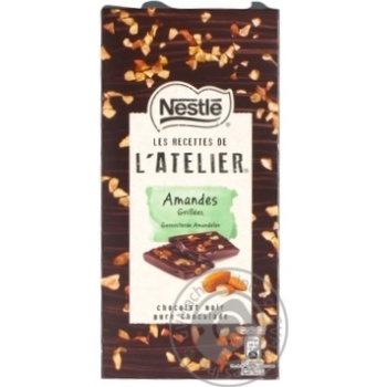 Шоколад чорний Nestle L’atelier зі шматочками мигдалю 115г - купити, ціни на NOVUS - фото 1