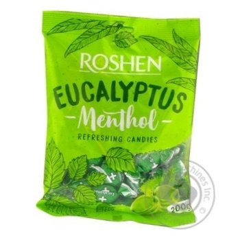 Цукерки Roshen Евкаліпт-ментол карамель льодяникова 200г купити, ціни на МегаМаркет - фото 1