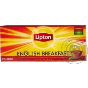 Lipton Чорний чай в пакетиках English Breakfast 25шт купити, ціни на МегаМаркет - фото 1