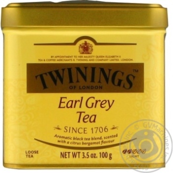 Чай Twinings чорний байховий ерл грей 100г купити, ціни на МегаМаркет - фото 1