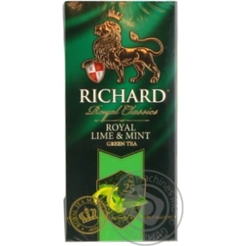 Чай зелений Richard Royal Lime&Mint в пакетиках 25шт*2г купити, ціни на МегаМаркет - фото 1