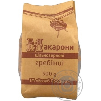 Макарони Козуб продукт цільнозернові гребінці 500г купити, ціни на МегаМаркет - фото 1