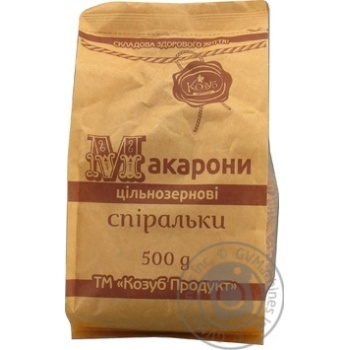 Макарони спіральки Козуб продукт цільнозернові 500г купити, ціни на МегаМаркет - фото 1