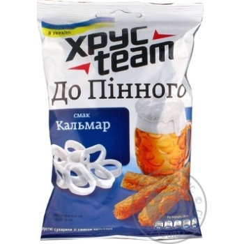 Сухарики ХрусTeam зі смаком кальмара 70г купити, ціни на МегаМаркет - фото 2