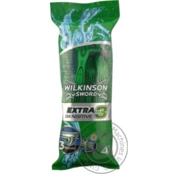 Бритва Wilkinson Extra3 Sensitive одноразова д/чоловіків, 4 шт \ купити, ціни на МегаМаркет - фото 1