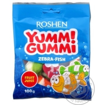 Цукерки желейні Roshen Yummi Gummi Zebra-Fish 100г купити, ціни на МегаМаркет - фото 1