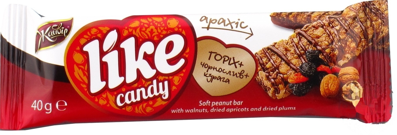 

Батончик арахисовый Жайвир Like сandy Орех+Чернослив+Курага 40г