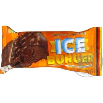 Морозиво Laska Ice Burger з печивом у глазурi з арахісом 90г купити, ціни на МегаМаркет - фото 1