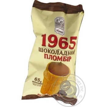 Мороженое Лимо Пломбир 1965 шоколадный в вафельном стаканчике 65г купить, цены на МегаМаркет - фото 1