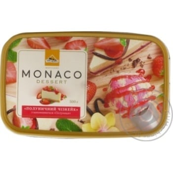 Мороженое Три Медведя Monaco Dessert клубничный чизкейк двухслойное 500г купить, цены на МегаМаркет - фото 1